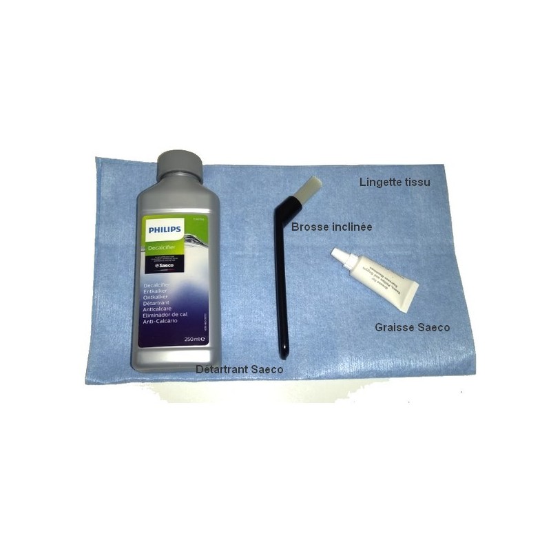 Set de détartrage graissage pour machine SAECO avec lingette et brosse
