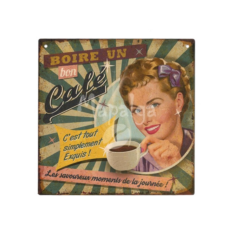 Plaque décorative Boire un bon café 19x19 cm Plaque décorative Boire un bon café 19x19 cm