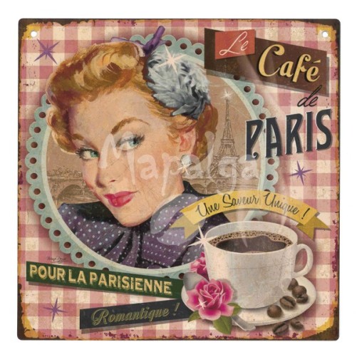 Decorative plaque Le Café de Paris 19x19 cm