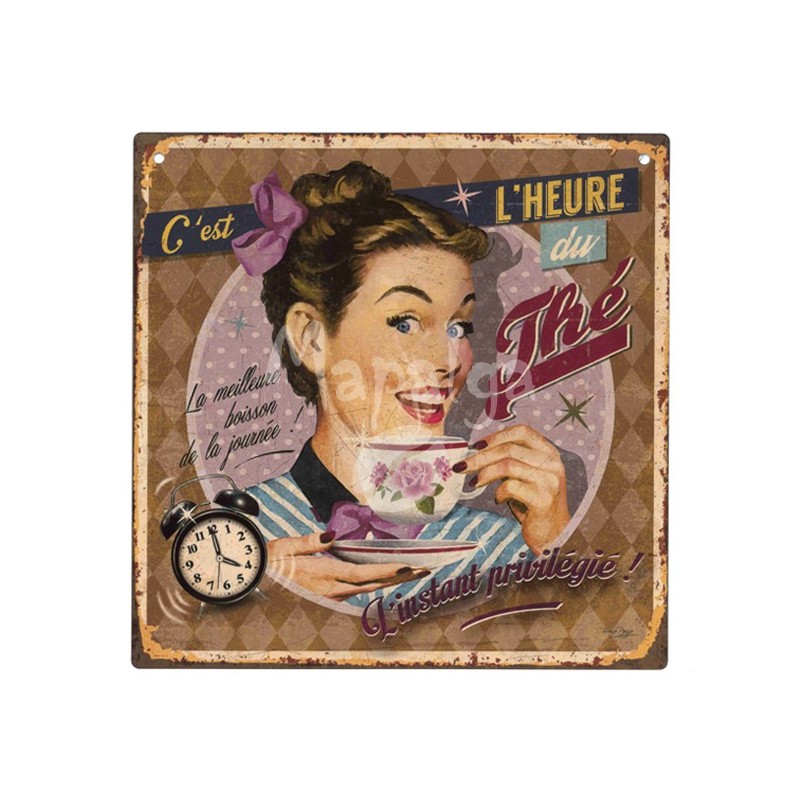 Plaque décorative C'est l'heure du thé 19x19 cm Plaque décorative C'est l'heure du thé 19x19 cm