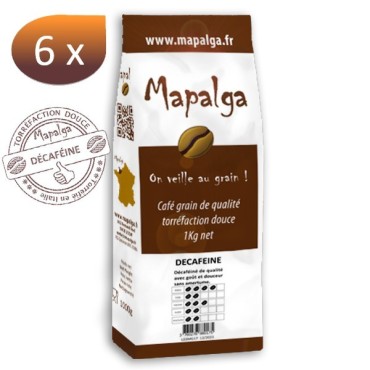Pack x 6 Café grain DECAFEINE - 1 Kg - MAPALGA