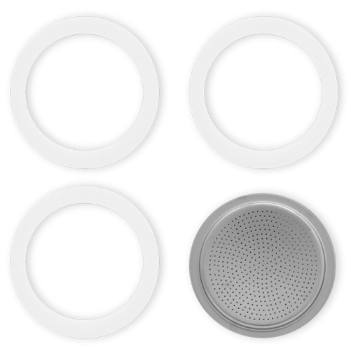 Set de 3 joints + 1 filtre cafetière aluminium 12 Tasses - BIALETTI