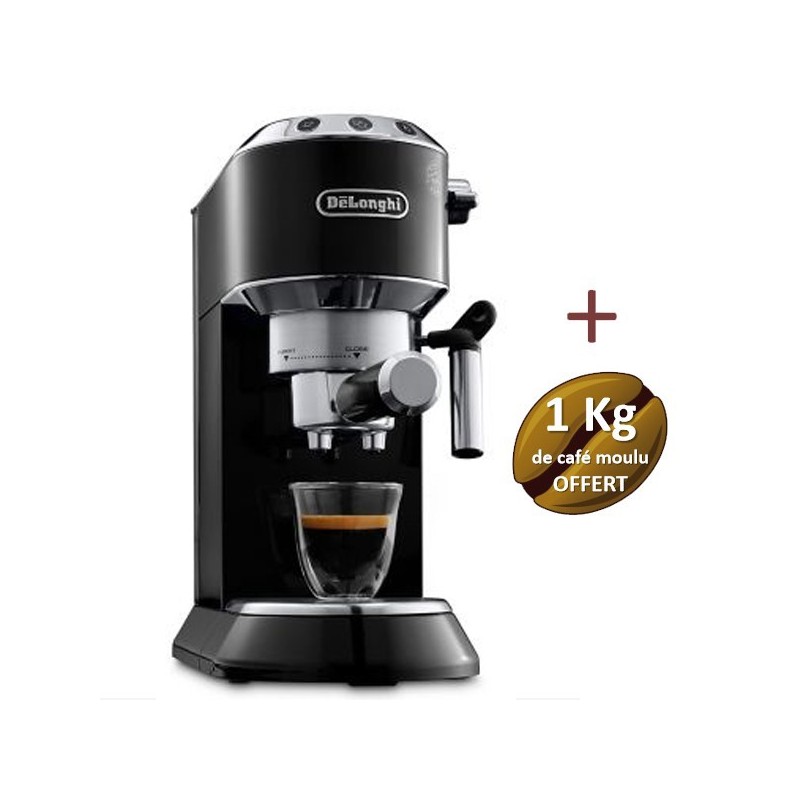 Machine à café DELONGHI Dedica Style - EC695.BK + 1 Kg de café moulu OFFERT Machine à café DELONGHI Dedica Style - EC695.BK + 1 Kg de café moulu OFFERT