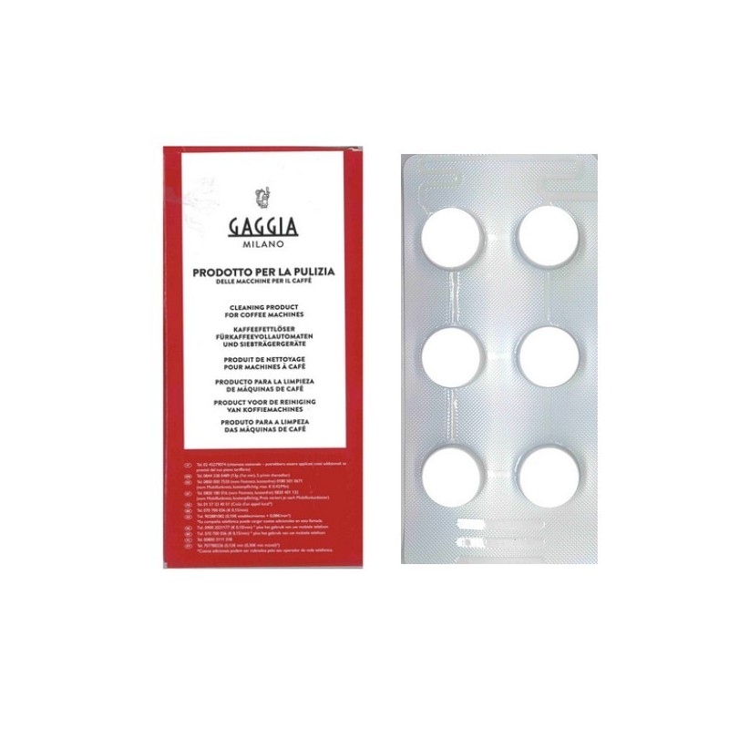 Blister de 6 tablettes de dégraissage GAGGIA RI9125/60 - 21001685 / 996530010516 Blister de 6 tablettes de dégraissage GAGGIA RI9125/60 - 21001685 / 996530010516