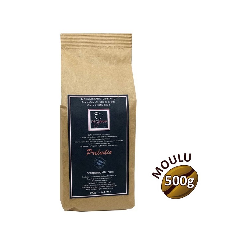 Moulu Coffee Miscela Bar Preludio - 500G - Nero Puro Moulu Coffee Miscela Bar Preludio - 500G - Nero Puro