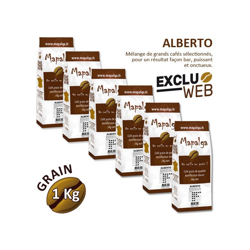 Pack x 6 Café grain ALBERTO - 1Kg - MAPALGA Pack x 6 Café grain ALBERTO - 1Kg - MAPALGA