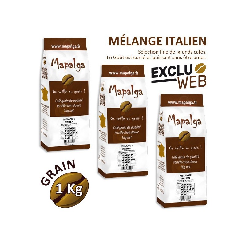 Pack x 3 Café grain MELANGE ITALIEN - 1Kg - MAPALGA Pack x 3 Café grain MELANGE ITALIEN - 1Kg - MAPALGA