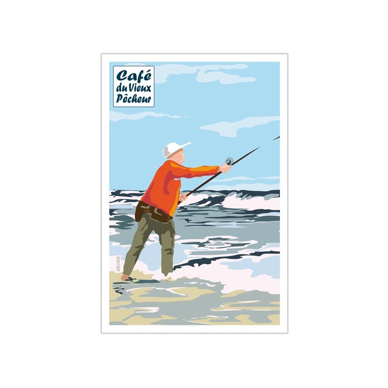 Postcard the Fisherman on the Line - Café du Vieux Fisherman Postcard the Fisherman on the Line - Café du Vieux Fisherman
