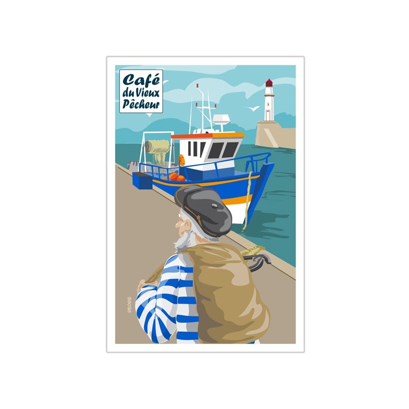 Carte postale Le Pêcheur à quai avant l'embarquement - CAFÉ DU VIEUX PÊCHEUR Carte postale Le Pêcheur à quai avant l'embarquement - CAFÉ DU VIEUX PÊCHEUR