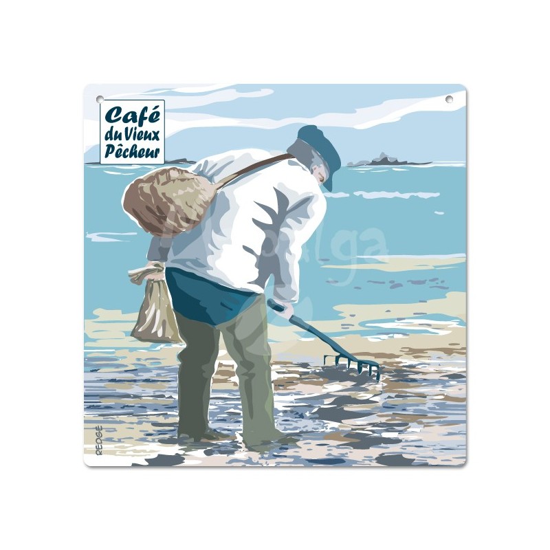 Plaque décorative Le Pêcheur à pied - CAFÉ DU VIEUX PÊCHEUR 19x19 cm Plaque décorative Le Pêcheur à pied - CAFÉ DU VIEUX PÊCHEUR 19x19 cm