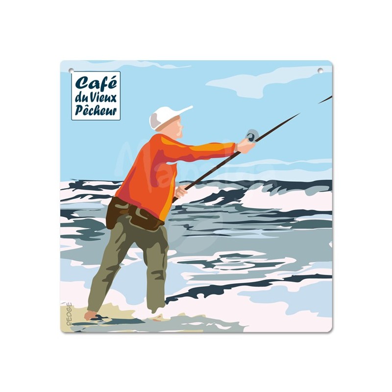 Decorative plaque The fisherman on the line - Café du Vieux fisherman 19x19 cm Decorative plaque The fisherman on the line - Café du Vieux fisherman 19x19 cm