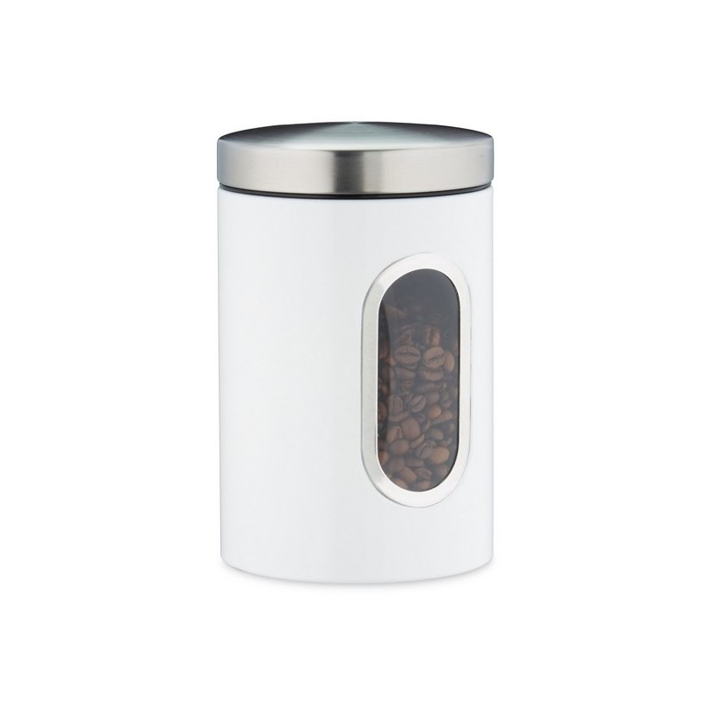 Bocal en métal avec fenêtre de contrôle 1,4L, pour café ou aliments secs ( rouge, noire, blanc, gris) 10027647 Bocal en métal avec fenêtre de contrôle 1,4L, pour café ou aliments secs ( rouge, noire, blanc, gris) 10027647