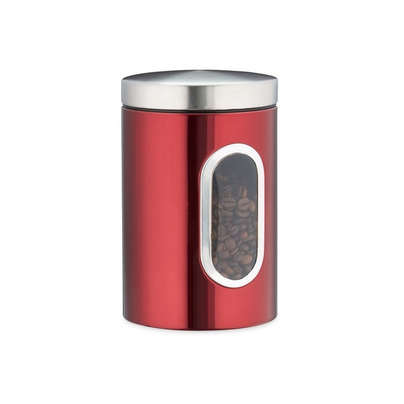 Bocal en métal avec fenêtre de contrôle 1,4L, pour café ou aliments secs ( rouge, noire, blanc, gris) 10027647 Bocal en métal avec fenêtre de contrôle 1,4L, pour café ou aliments secs ( rouge, noire, blanc, gris) 10027647