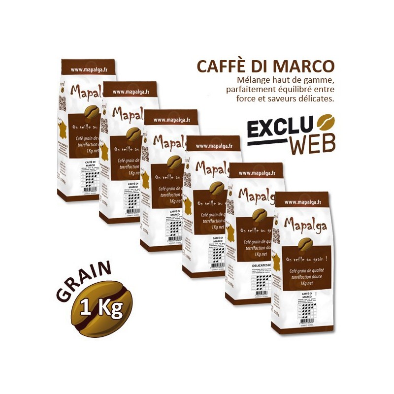 Pack x 6 Café grain Caffè di Marco - 1Kg - MAPALGA Pack x 6 Café grain Caffè di Marco - 1Kg - MAPALGA