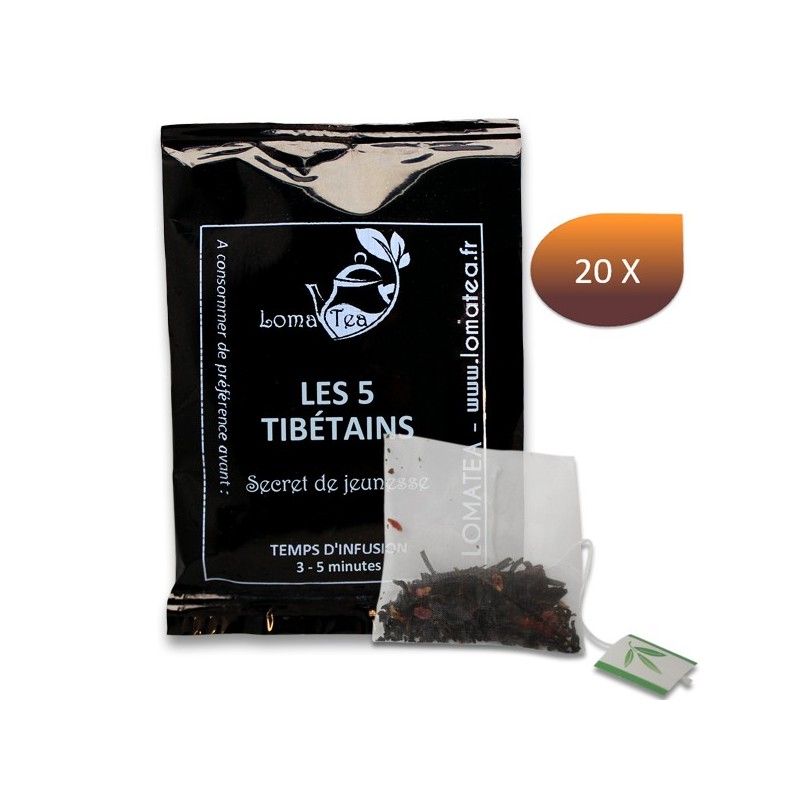 Thé noir Les 5 Tibétains LOMATEA x 20 infusettes individuelles Thé noir Les 5 Tibétains LOMATEA x 20 infusettes individuelles