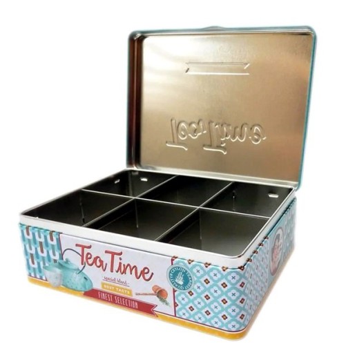 Caja de té de metal 6 compartimentos de vida fácil