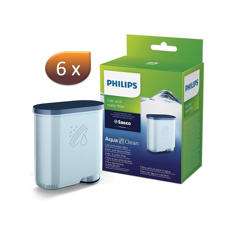 Lot de 6 x Cartouche filtrante Aquaclean SAECO PHILIPS CA6903/10 - 421946039401 / 421944050461 Lot de 6 x Cartouche filtrante Aquaclean SAECO PHILIPS CA6903/10 - 421946039401 / 421944050461