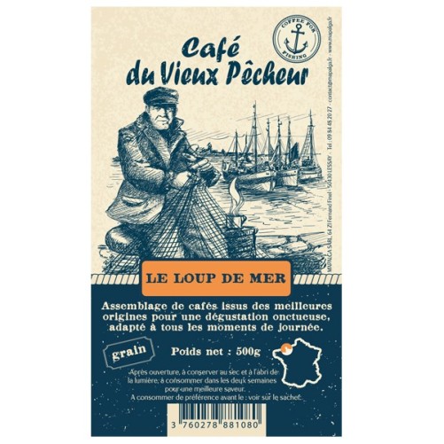 Café grain LE LOUP DE MER 500g - CAFÉ DU VIEUX PÊCHEUR