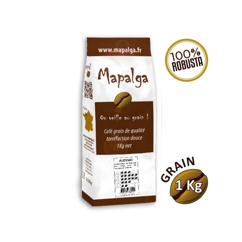 Café grain 100% ROBUSTA ALESSIO - 1 Kg - MAPALGA Café grain 100% ROBUSTA ALESSIO - 1 Kg - MAPALGA