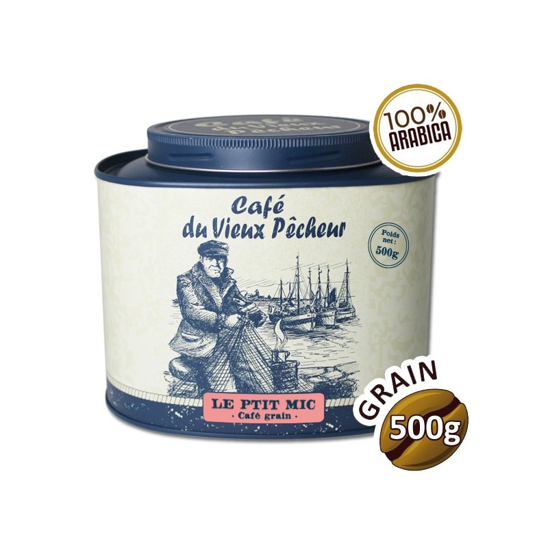 Boîte métal café grain LE PTIT MIC 500g - CAFÉ DU VIEUX PÊCHEUR Boîte métal café grain LE PTIT MIC 500g - CAFÉ DU VIEUX PÊCHEUR