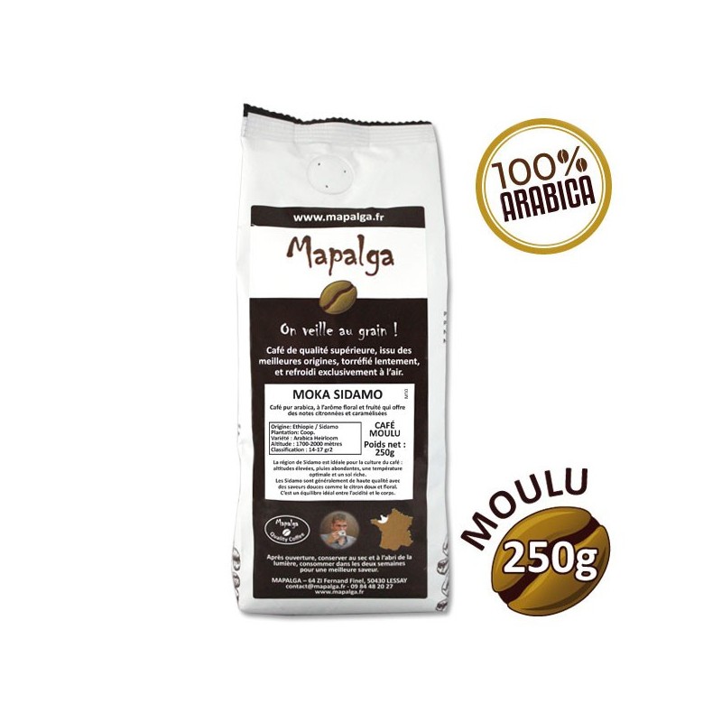 Café moulu pure origine MOKA SIDAMO Ethiopie - 250g - MAPALGA Café moulu pure origine MOKA SIDAMO Ethiopie - 250g - MAPALGA
