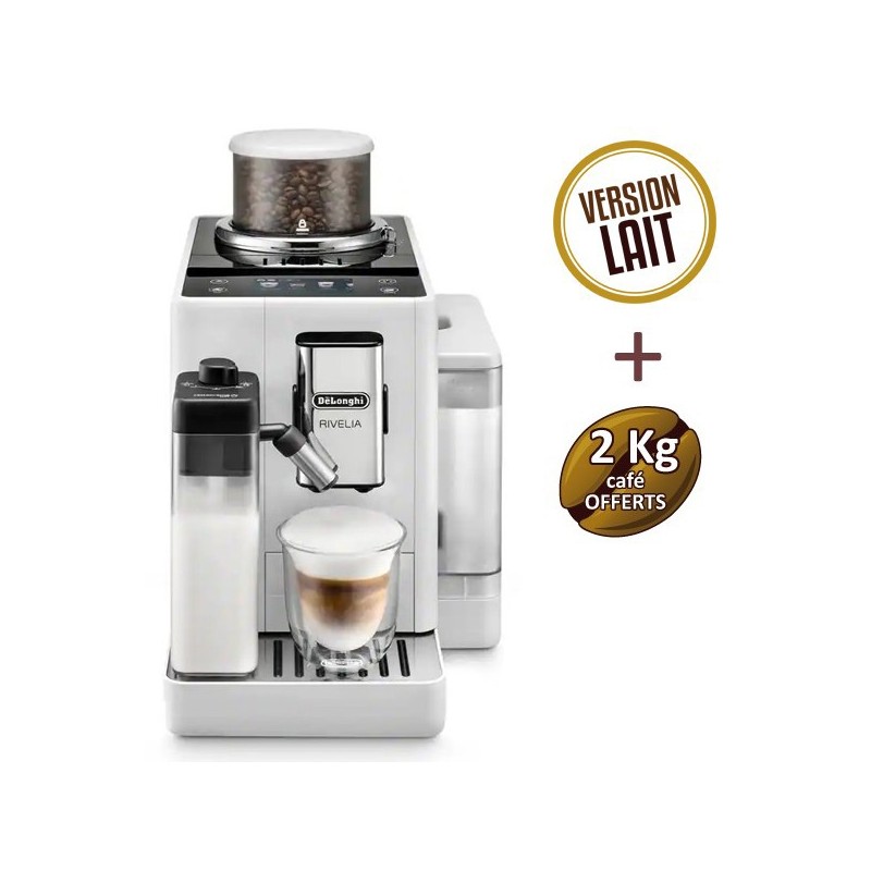 DELONGHI Rivelia White FEB 4455.W garantie 3 ans + 2 Kg de café OFFERTS DELONGHI Rivelia White FEB 4455.W garantie 3 ans + 2 Kg de café OFFERTS