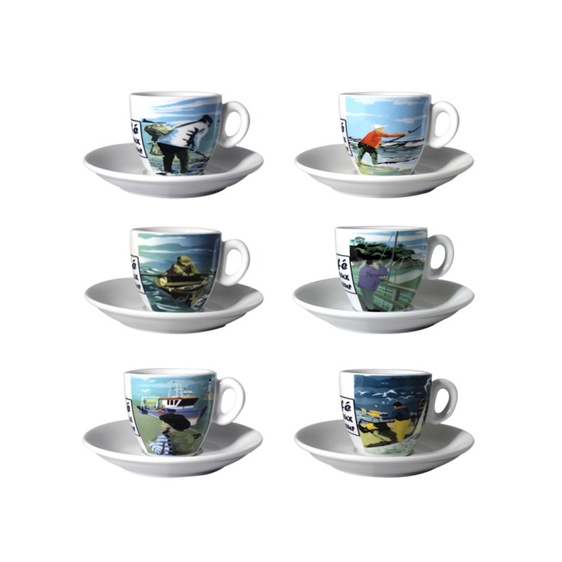 Lot de 6 tasses à café - 10 cl - CAFÉ DU VIEUX PÊCHEUR Lot de 6 tasses à café - 10 cl - CAFÉ DU VIEUX PÊCHEUR