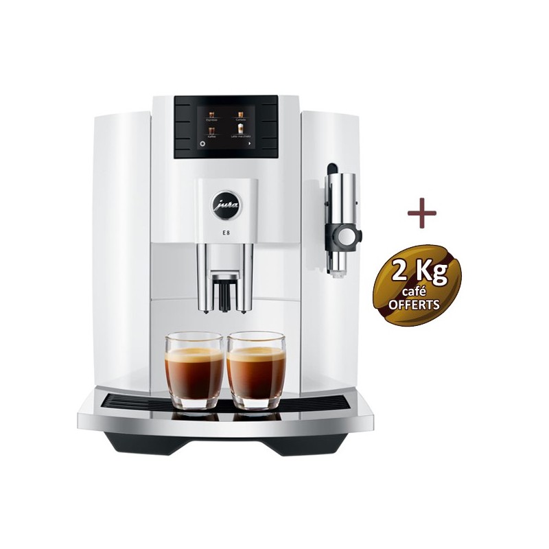 Machine à café E8 Piano White (EB) 15353 - JURA + 2 Kg de café OFFERTS Machine à café E8 Piano White (EB) 15353 - JURA + 2 Kg de café OFFERTS