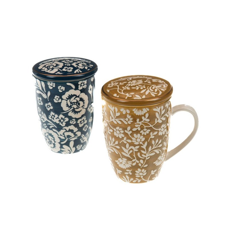 Mug filtre CAPUCINE 2 designs assortis - 40 cl - AMADEUS
