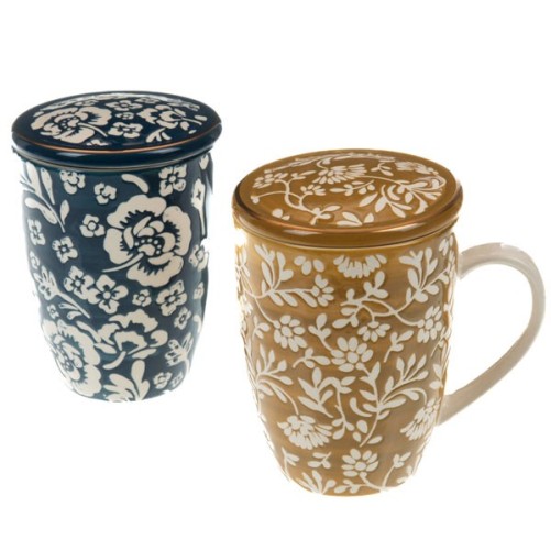 Mug filtre CAPUCINE 2 designs assortis - 40 cl - AMADEUS