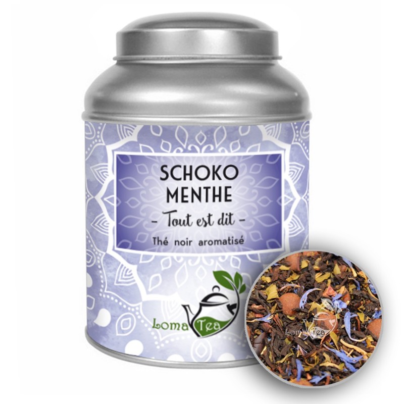 Thé noir SCHOKO MENTHE LOMATEA VRAC 100g Thé noir SCHOKO MENTHE LOMATEA VRAC 100g