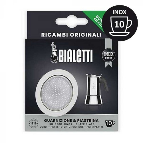 Set de 1 joint + 1 filtre cafetière INOX 10 Tasses - BIALETTI