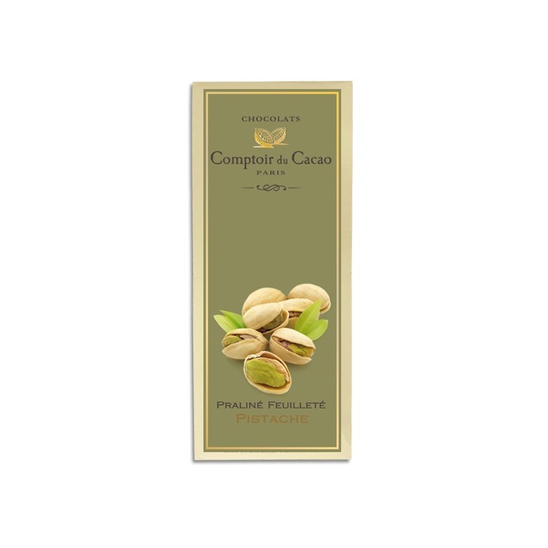 Tablette pralinée feuilletée Pistache - 80g - LE COMPTOIR DU CACAO Tablette pralinée feuilletée Pistache - 80g - LE COMPTOIR DU CACAO