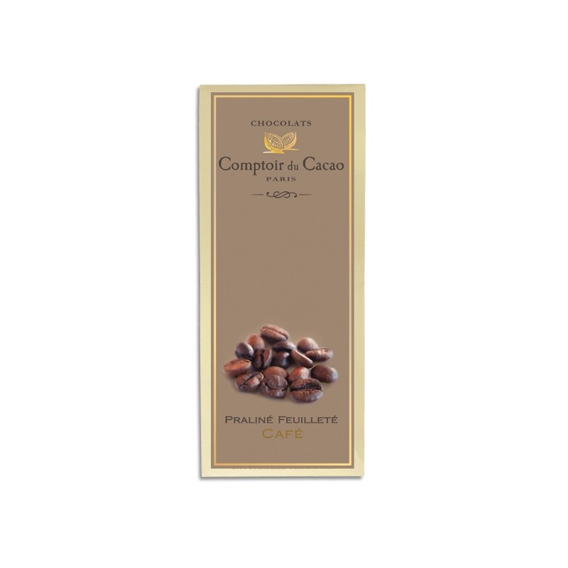 Tablette pralinée feuilletée Café - 80g - LE COMPTOIR DU CACAO Tablette pralinée feuilletée Café - 80g - LE COMPTOIR DU CACAO