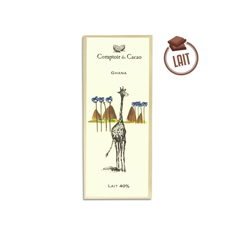 Tablette chocolat au lait Origine Ghana 40% - 80g - LE COMPTOIR DU CACAO Tablette chocolat au lait Origine Ghana 40% - 80g - LE COMPTOIR DU CACAO