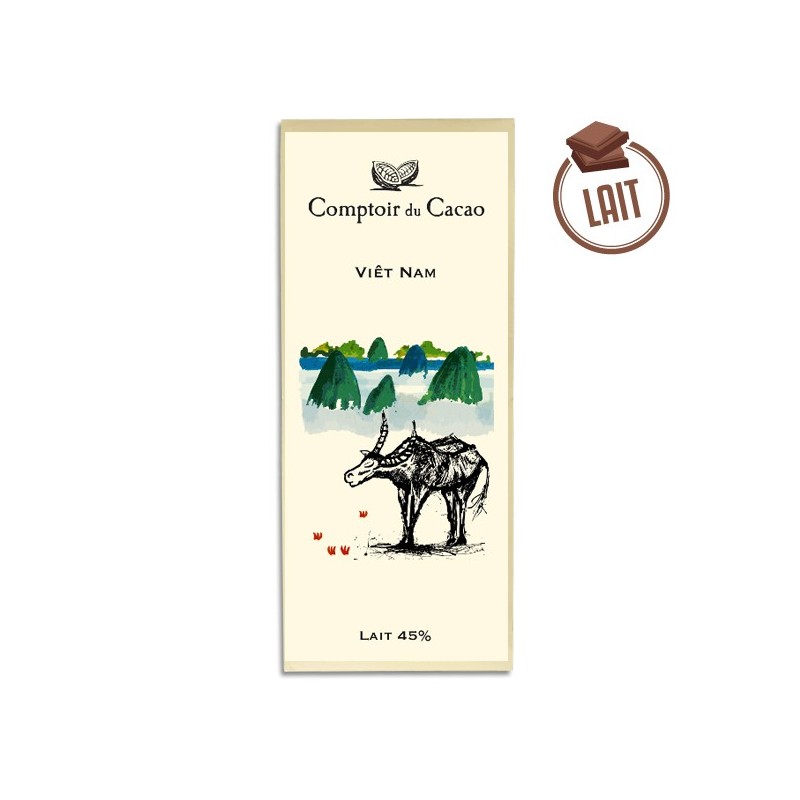 Tablette chocolat au lait Origine Viêt Nam 45% - 80g - LE COMPTOIR DU CACAO Tablette chocolat au lait Origine Viêt Nam 45% - 80g - LE COMPTOIR DU CACAO