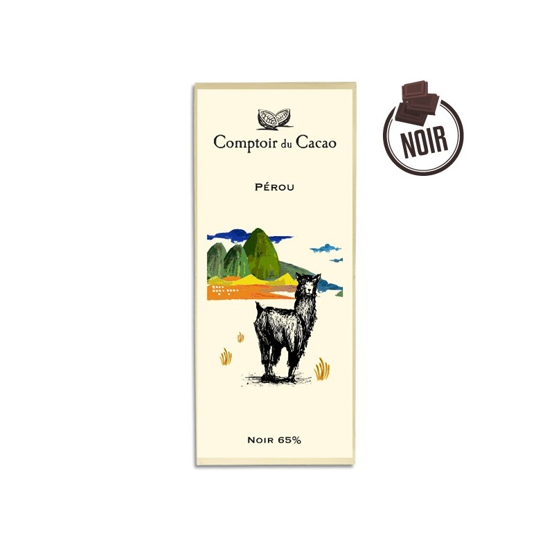 Tablette chocolat noir Origine Pérou 65% - 80g - LE COMPTOIR DU CACAO Tablette chocolat noir Origine Pérou 65% - 80g - LE COMPTOIR DU CACAO
