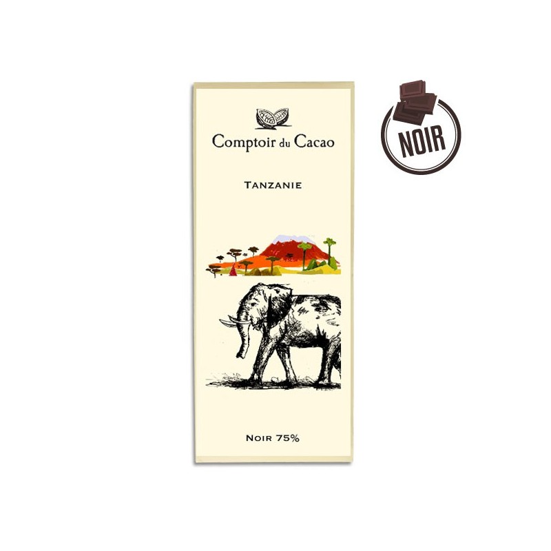 Tablette chocolat noir Origine Tanzanie 75% - 80g - LE COMPTOIR DU CACAO Tablette chocolat noir Origine Tanzanie 75% - 80g - LE COMPTOIR DU CACAO