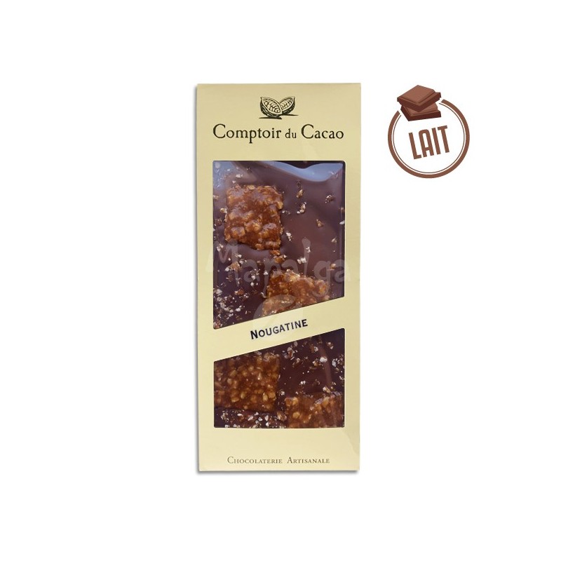 Tablette chocolat au lait Nougatine - 90g - LE COMPTOIR DU CACAO Tablette chocolat au lait Nougatine - 90g - LE COMPTOIR DU CACAO