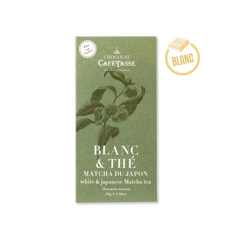 Tablette chocolat Blanc et thé Matcha CAFE TASSE 85g Tablette chocolat Blanc et thé Matcha CAFE TASSE 85g