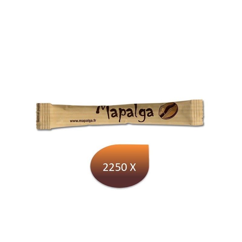 Sucre brun en sachet 3g x 150 bûchettes ou 2250- MAPALGA Sucre brun en sachet 3g x 150 bûchettes ou 2250- MAPALGA