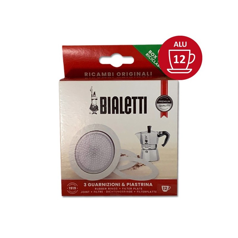 Set de 3 joints + 1 filtre cafetière aluminium 12 Tasses - BIALETTI Set de 3 joints + 1 filtre cafetière aluminium 12 Tasses - BIALETTI