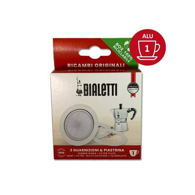 Set de 3 joints + 1 filtre cafetière aluminium 1 Tasse - BIALETTI Set de 3 joints + 1 filtre cafetière aluminium 1 Tasse - BIALETTI