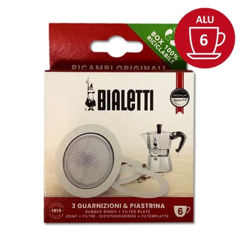 Conjunto de 3 selos + 1 6 xícara de cafeteira de alumínio - Bialetti