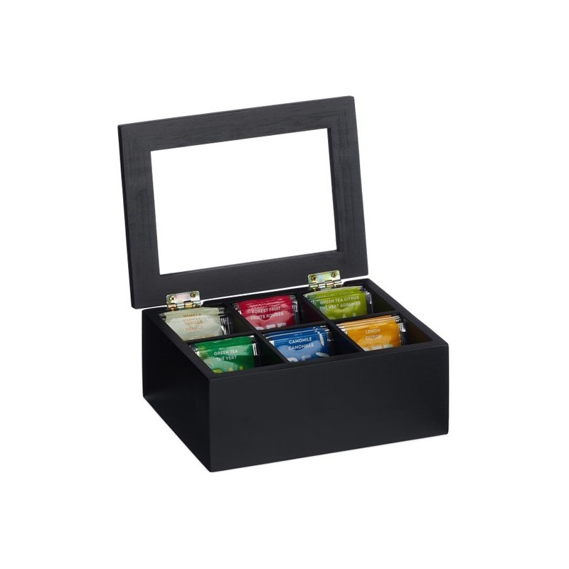 Black tea box 6 compartments - Relaxdays Black tea box 6 compartments - Relaxdays