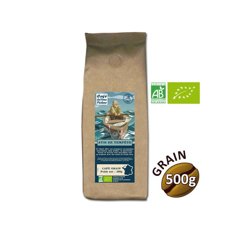 Café grain Blend AVIS DE TEMPÊTE BIO 500g - CAFÉ DU VIEUX PÊCHEUR Café grain Blend AVIS DE TEMPÊTE BIO 500g - CAFÉ DU VIEUX PÊCHEUR