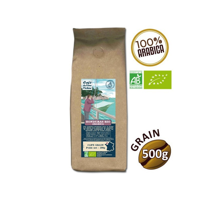 Café grain arabica HONDURAS BIO 500g - CAFÉ DU VIEUX PÊCHEUR Café grain arabica HONDURAS BIO 500g - CAFÉ DU VIEUX PÊCHEUR