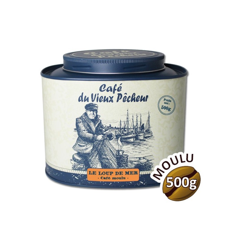Boîte métal café moulu LE LOUP DE MER 500g - CAFÉ DU VIEUX PÊCHEUR Boîte métal café moulu LE LOUP DE MER 500g - CAFÉ DU VIEUX PÊCHEUR