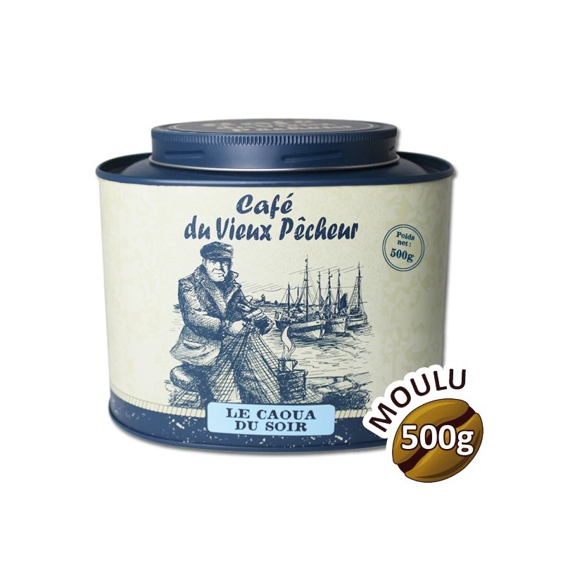 Boîte métal café moulu LE CAOUA DU SOIR 500g - CAFÉ DU VIEUX PÊCHEUR Boîte métal café moulu LE CAOUA DU SOIR 500g - CAFÉ DU VIEUX PÊCHEUR