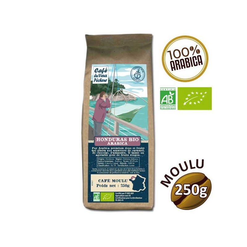 Café moulu arabica HONDURAS BIO 250g - CAFÉ DU VIEUX PÊCHEUR Café moulu arabica HONDURAS BIO 250g - CAFÉ DU VIEUX PÊCHEUR